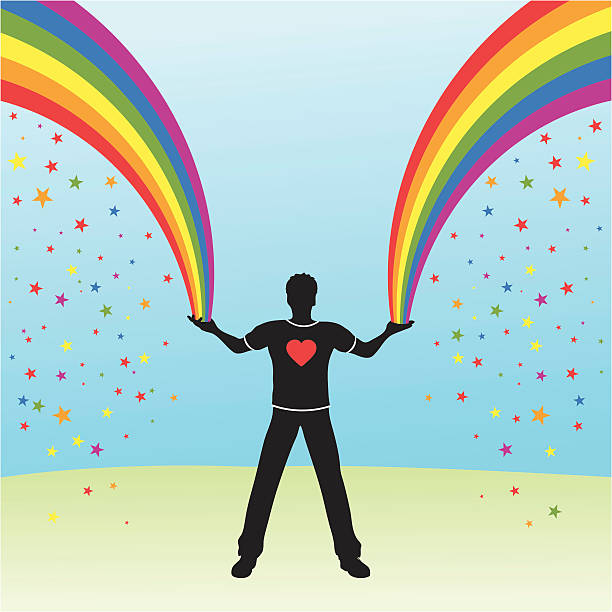 컬러버스트 - gay pride rainbow magic men stock illustrations