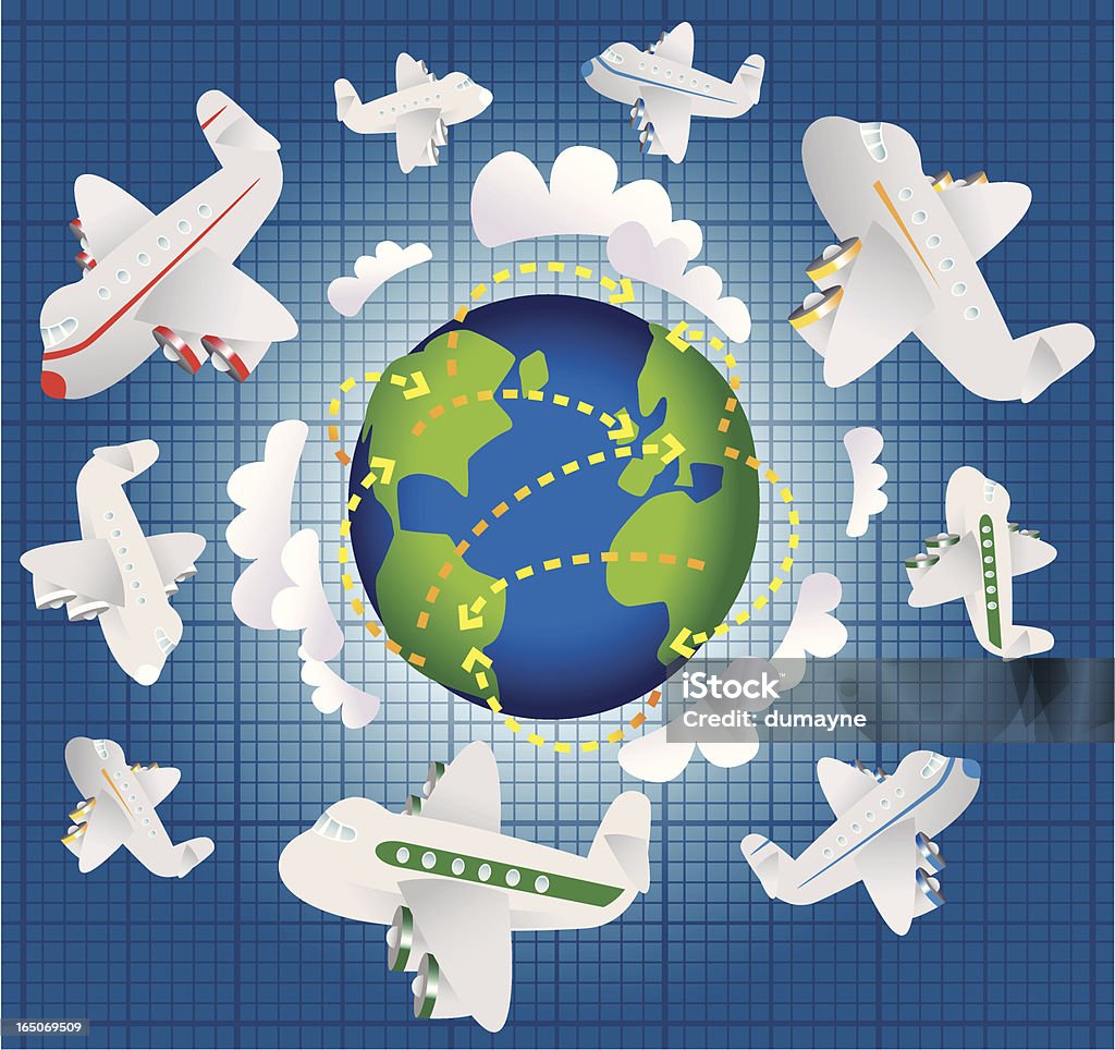 전 세계 항공 여행 - 로열티 프리 비행기 벡터 아트