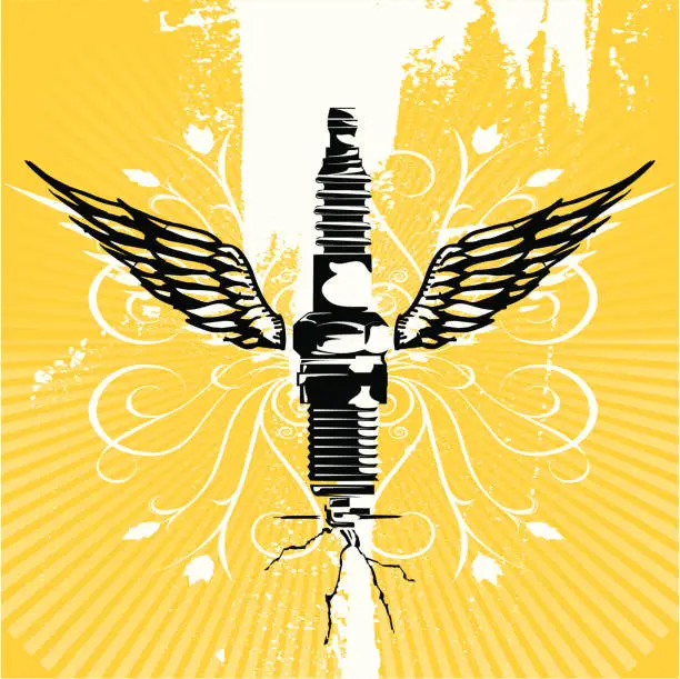 Vector illustration of Winged spark plug