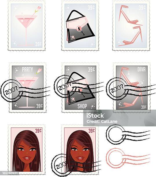 Girly Stamp Supplies Stock Illustration - Download Image Now - Adult, Beauty, Brown Hair