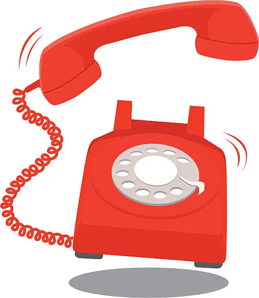 Vector illustration of Red Telephone Ringing