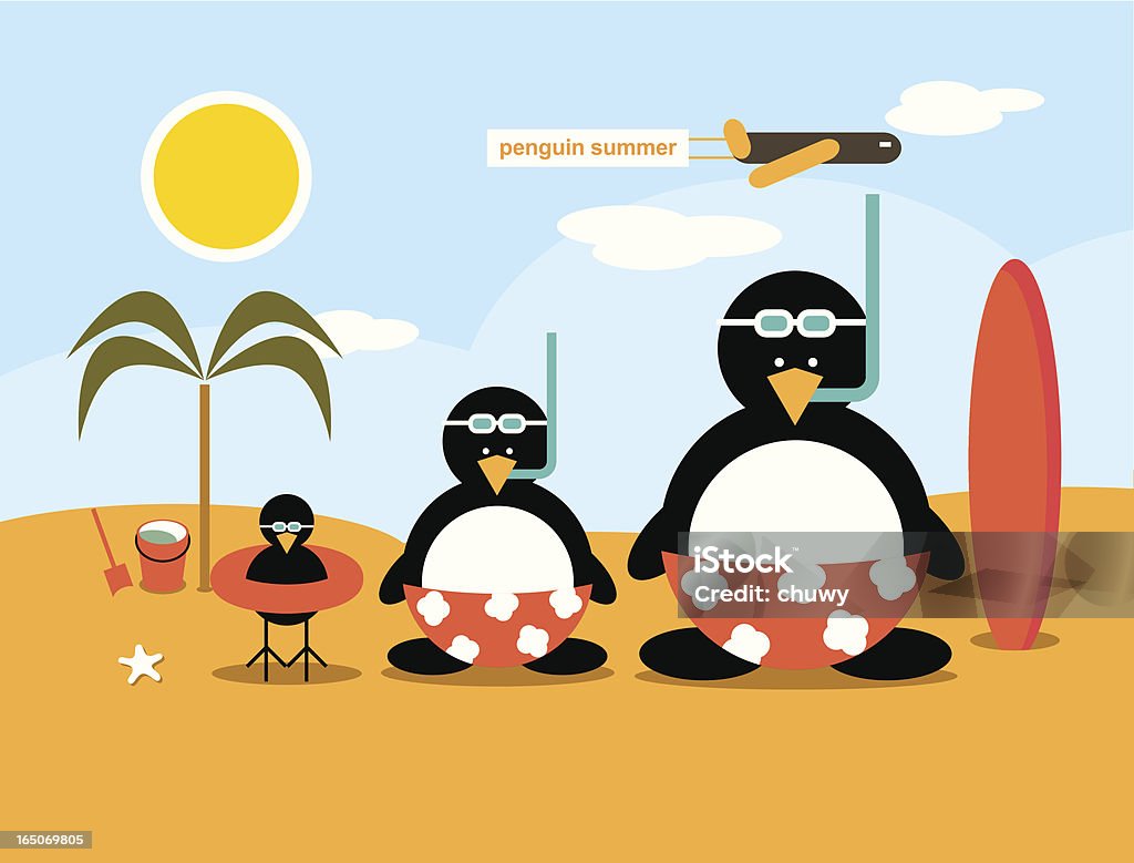 Pingwin Globi rodziny letnich - Grafika wektorowa royalty-free (Nadwaga)