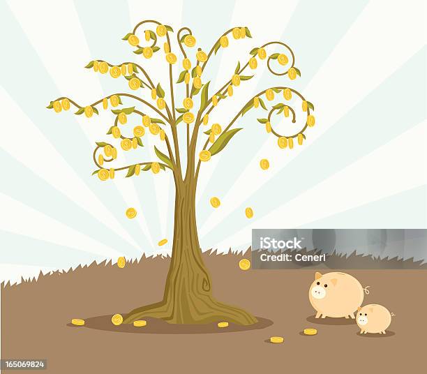 Vetores de Árvore Que Cresce Dinheiro Moedas De Ouro e mais imagens de Caindo - Caindo, Moeda Corrente, Árvore