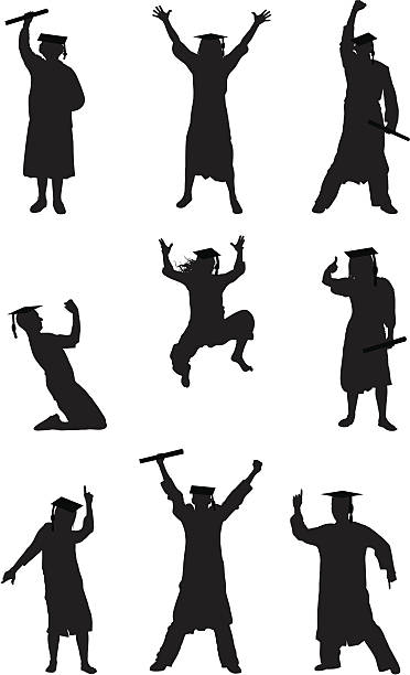 행복함 졸업자 - graduation women fist celebration stock illustrations