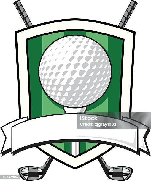 Гольф Щит Баннер — стоковая векторная графика и другие изображения на тему Гольф - Гольф, Мяч для гольфа, Герб