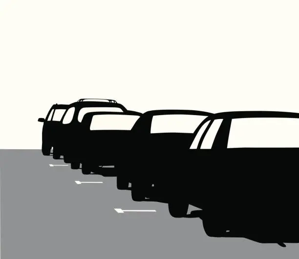 Vector illustration of Parked Cars Vector Silhouette