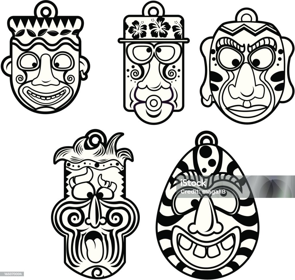 tiki head A tiki is a carved talisman, usually of a grotesque head, common to the Polynesian cultures of the Pacific Ocean. Illustration stock vector tiki head A tiki is a carved talisman, usually of a grotesque head, common to the Polynesian cultures of the Pacific Ocean. Illustration stock vector