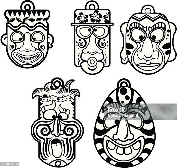 Tiki Head Stock Illustration - Download Image Now - Indigenous Culture, Mask - Disguise, Animal Body Part