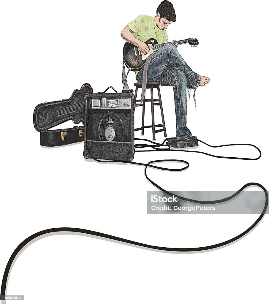 Jouer de la guitare - clipart vectoriel de Gravure libre de droits