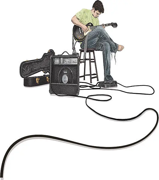 Vector illustration of Playing Guitar