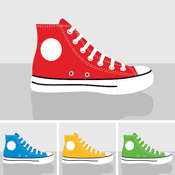 klasyczne sneakersy uchwyty allstar zestaw ilustracja wektorowa - shoe single object isolated red stock illustrations