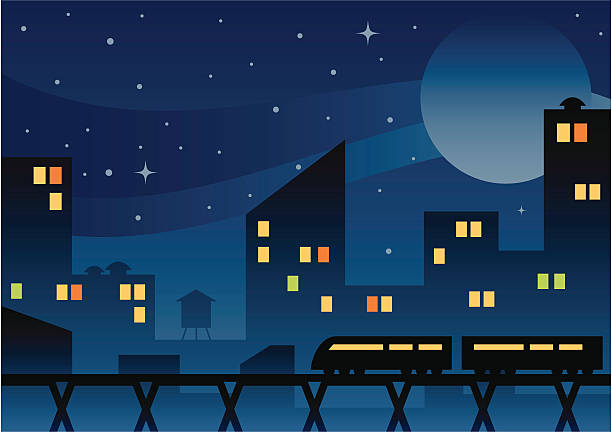 City at Night Zip contains EPS v8 and hi-res jpeg. midnight illustrations stock illustrations
