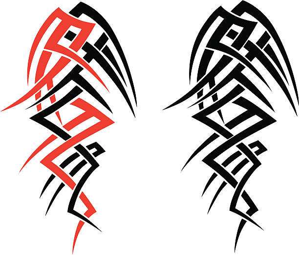 tribal tattoo-design - indigenous culture flash stock-grafiken, -clipart, -cartoons und -symbole