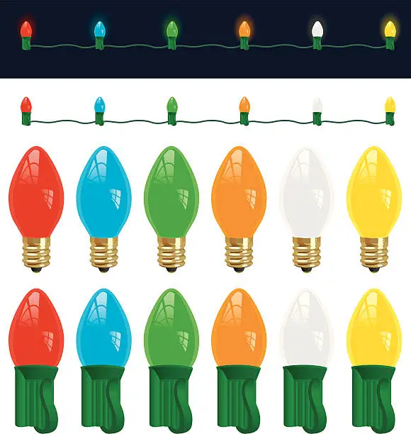 Vector illustration of Vector Christmas Light Bulbs