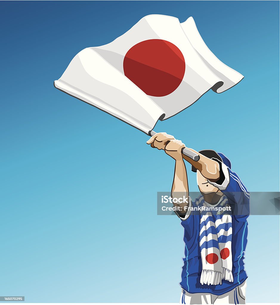 Bandeira Acenando Fã de futebol do Japão - Royalty-free Fã arte vetorial