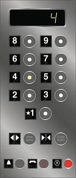 Vector illustration of Elevator Buttons With Braille