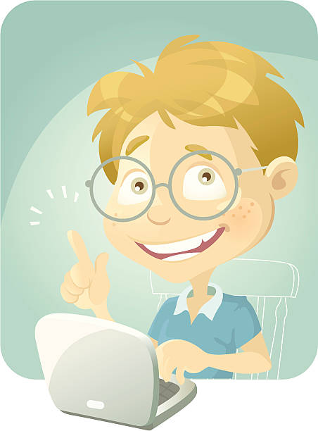 Find it on the net (Boy) vector art illustration