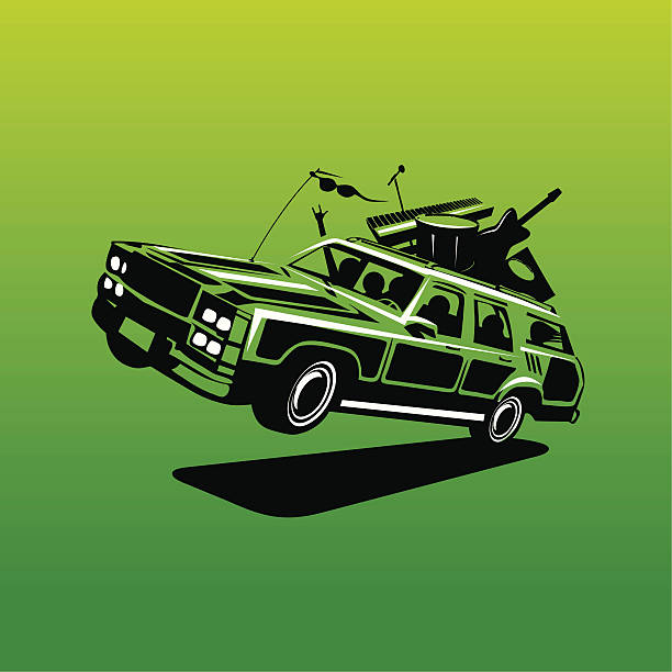 illustrazioni stock, clip art, cartoni animati e icone di tendenza di salta sulla fascia station wagon familiare! - station wagon