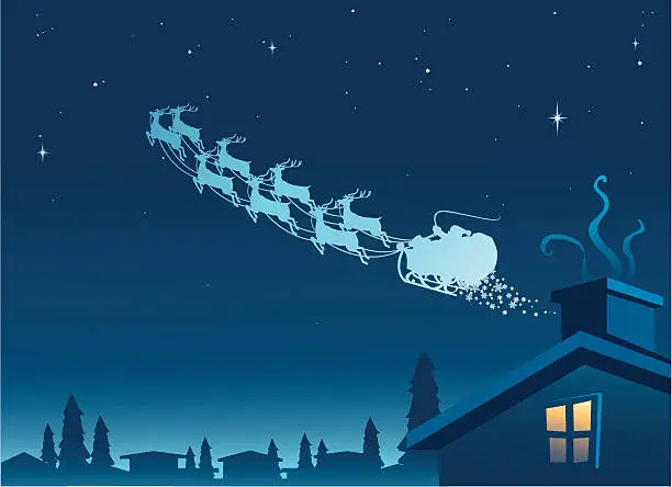 Vector illustration of santa in sleigh