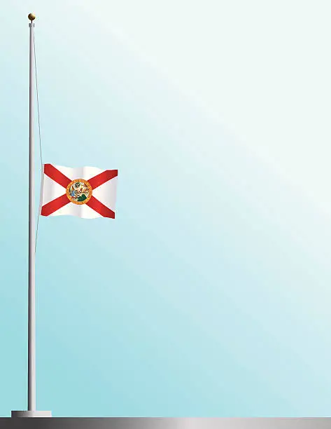Vector illustration of Flag of Florida at Half-Staff
