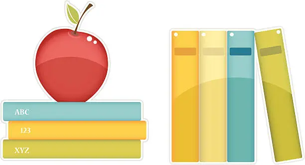 Vector illustration of Teacher Books and Apple clipart