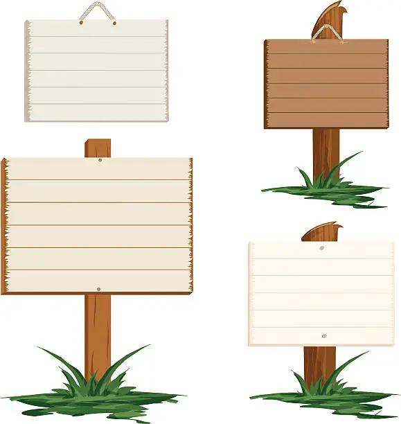 Vector illustration of Wooden Signs