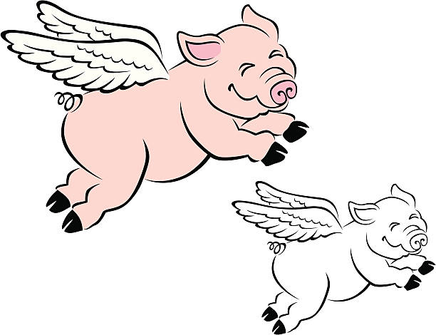 Świnia latający – artystyczna grafika wektorowa
