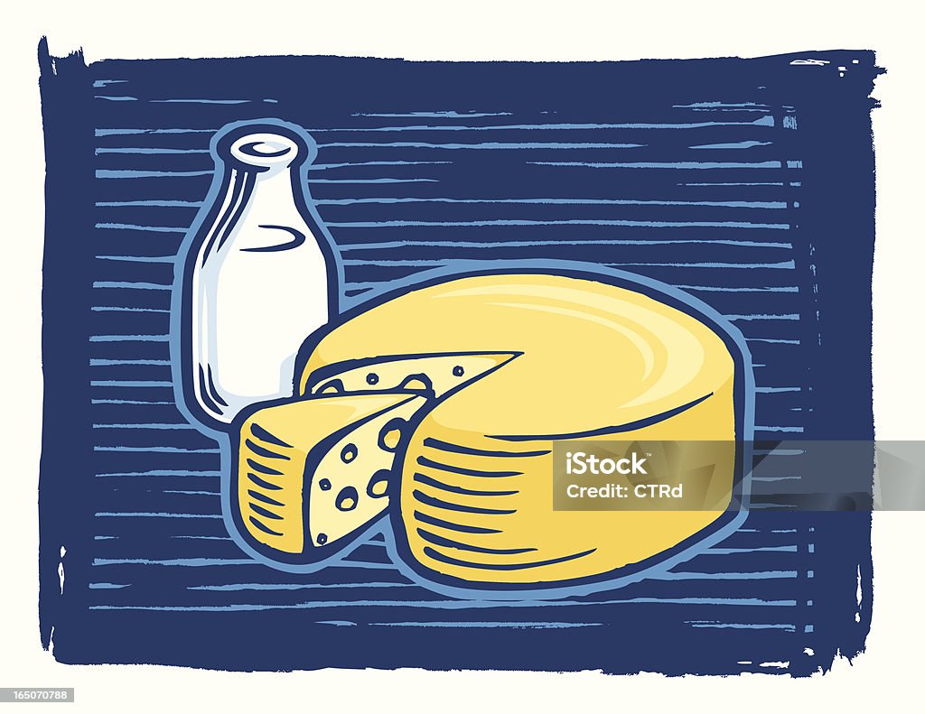 Lait & fromage Gravure sur bois de style - clipart vectoriel de Lait libre de droits