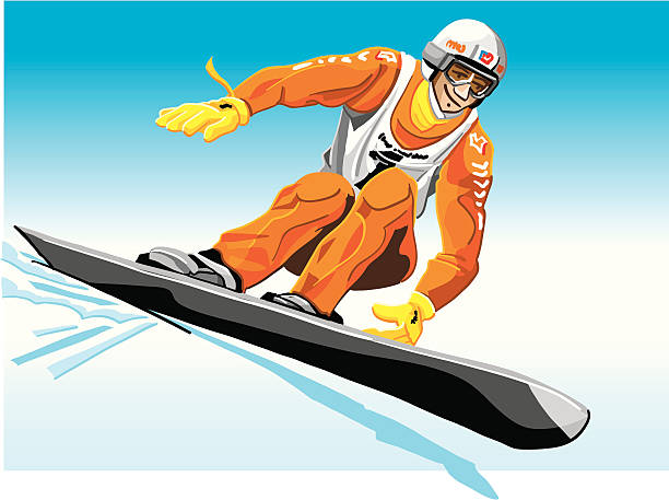 ilustrações de stock, clip art, desenhos animados e ícones de laranja de praticante de snowboard - slalom skiing