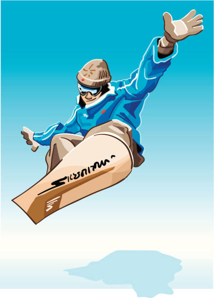 snowboarder blau - snowboard extreme sports speed motion stock-grafiken, -clipart, -cartoons und -symbole