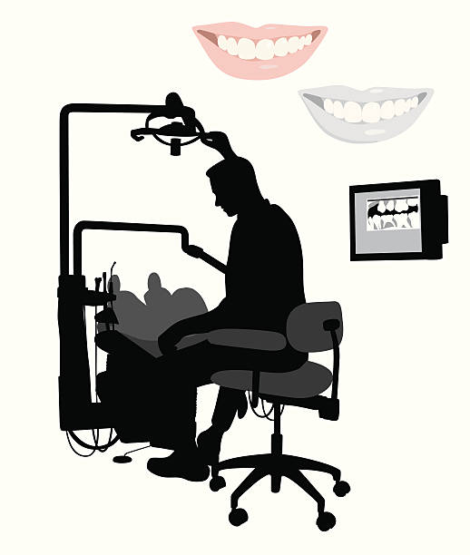 dentistatwork - dentist dentist office silhouette dentists chair点のイラスト素材／クリップアート素材／マンガ素材／アイコン素材