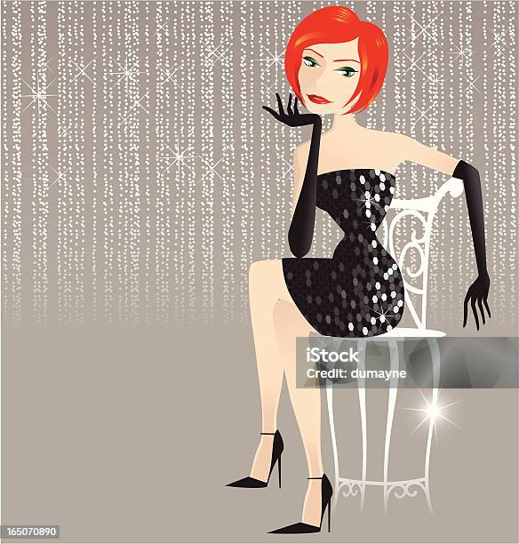 Sexy Mädchen Sitzt Stock Vektor Art und mehr Bilder von Cabaret - Cabaret, Frauen, Kleid