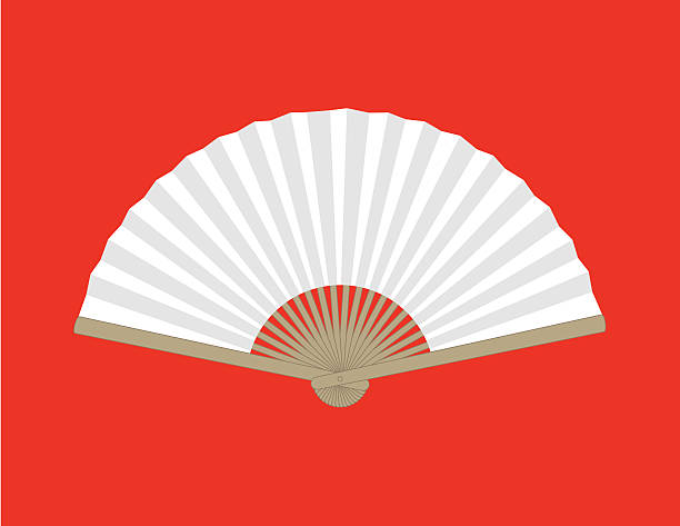 White Wooden Chinese Folding Fan On Red Background Stock Illustration -  Download Image Now - Hand Fan, White Color, Chinese Culture - iStock