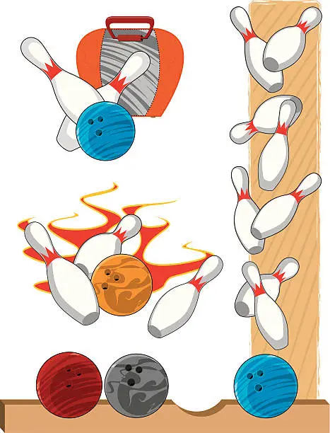 Vector illustration of Bowling elements