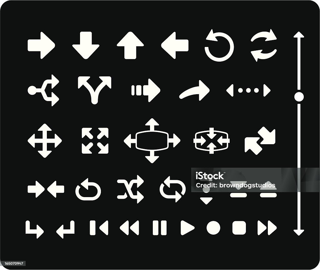 Arrow Icons - White Software and IT developer's icon set.  Professional icons for your print project or Web site. See more in this series. Icon Symbol stock vector