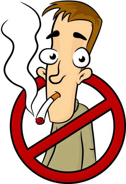 Vector illustration of Illustration of man prohibited from smoking