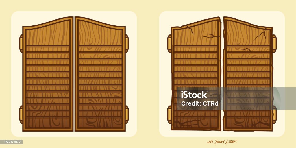 Saloon puerta (la vieja y la nueva - arte vectorial de Anticuado libre de derechos