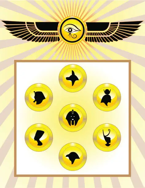 Vector illustration of Egyptian Gods Icon Set