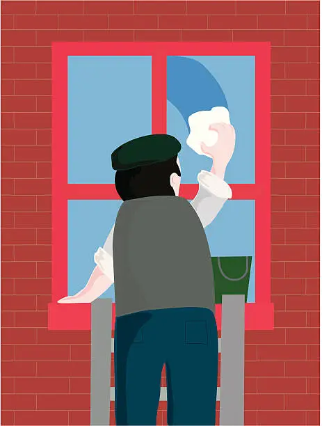 Vector illustration of The Window Cleaner