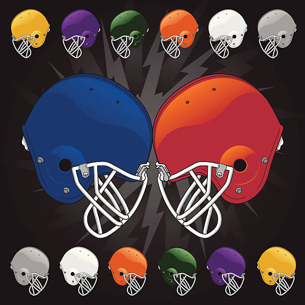 Football Helmets Clash vector art illustration