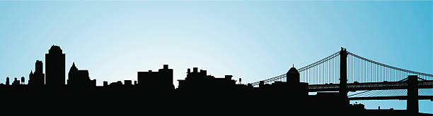illustrazioni stock, clip art, cartoni animati e icone di tendenza di skyline di brooklyn - east river immagine