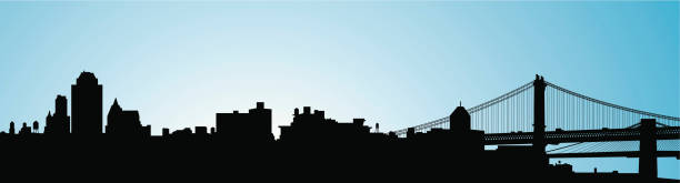 Brooklyn Skyline Brooklyn Skyline and Brooklyn Bridge new york skyline illustration stock illustrations