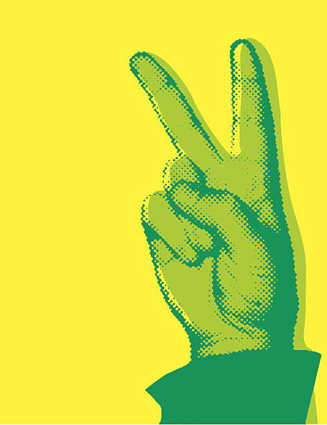 Halftone Peace Sign AI8, EPS, and High-Resolution JPG included. Peace sign with a silkscreened "pop art" look. Plenty of copyspace. hand patterns stock illustrations