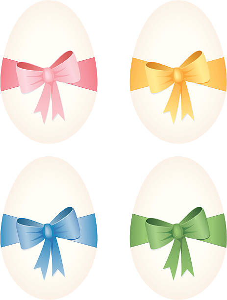 Eggs with bows vector art illustration