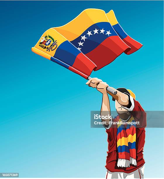 Venezuela Waving Flag Soccer Fan Stock Illustration - Download Image Now - Adult, Audience, Boys