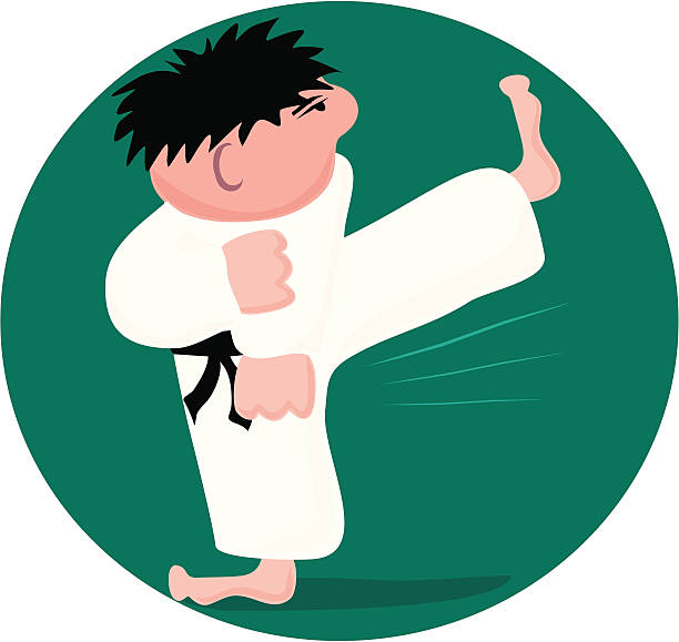 ilustrações, clipart, desenhos animados e ícones de artes marciais 2 - high kick illustrations