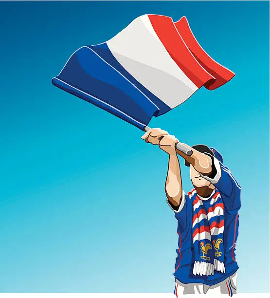 Vector illustration of France Waving Flag Soccer Fan