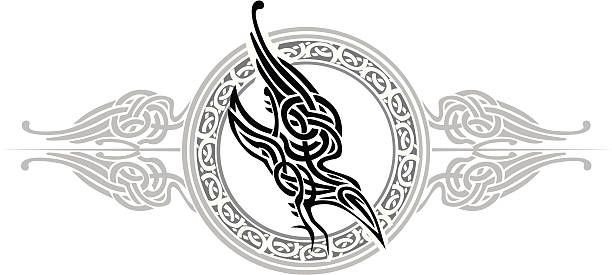 celtic raven celtic raven on knotted frame celtic knot animals stock illustrations