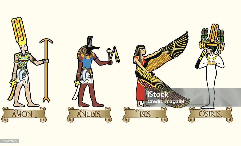 Ägyptische Götter - Lizenzfrei Hieroglyphenschrift Vektorgrafik