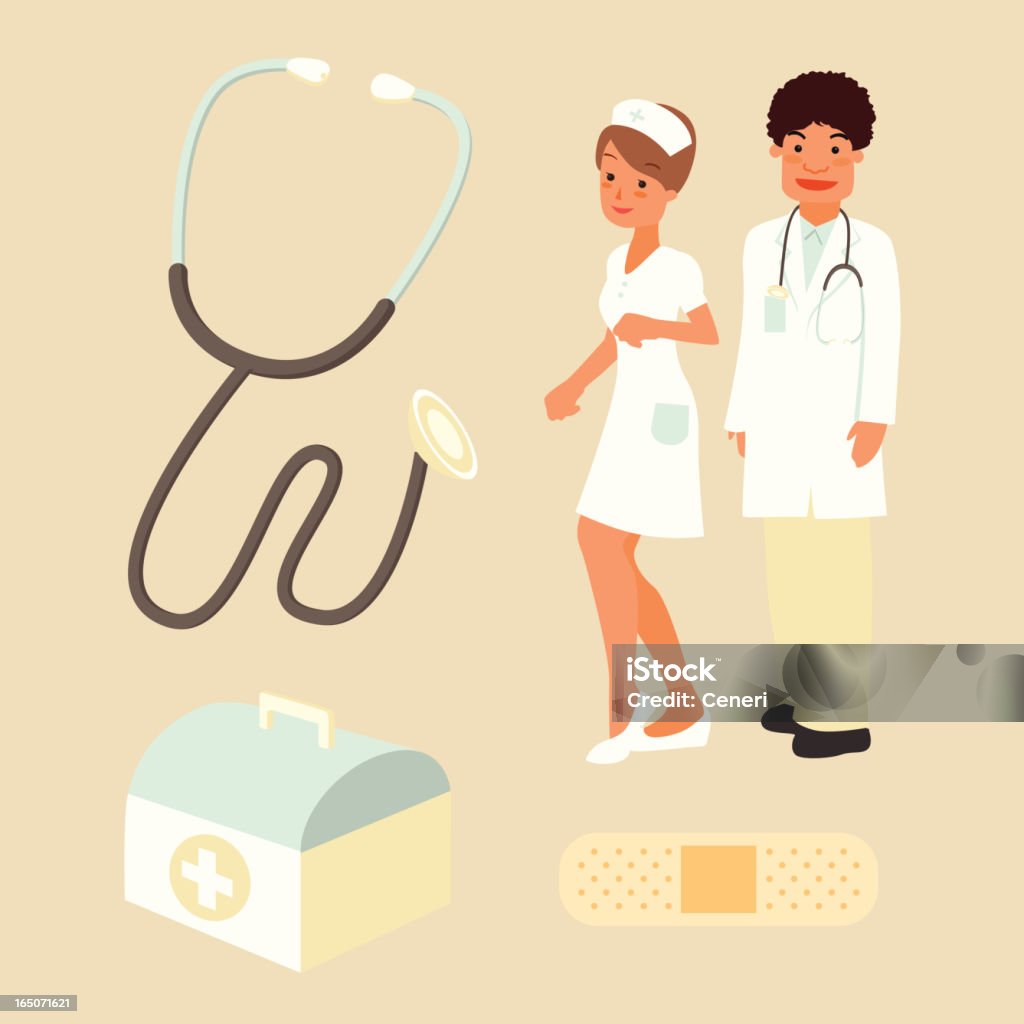 Medical Icons medical icons: Nurse, Doctor, First-aid kit, bandage, stethoscope Adhesive Bandage stock vector